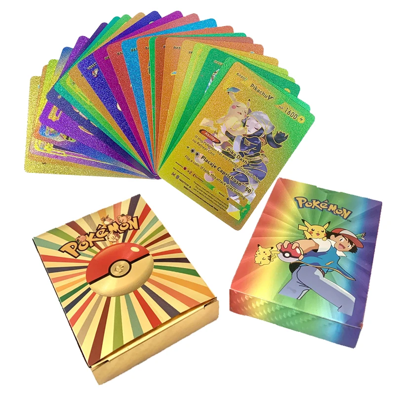 27-55 Pcs Pokemon Cards German Spanish French English Vmax GX Color Energy Card Pikachu Rare Collection Battle Trainer Boys Gift