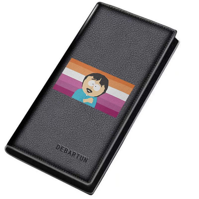 Cartoon character front facing lesbian flag Men's Long Wallets Business Stylish Printing Design Casual Use Christmas Valentine's