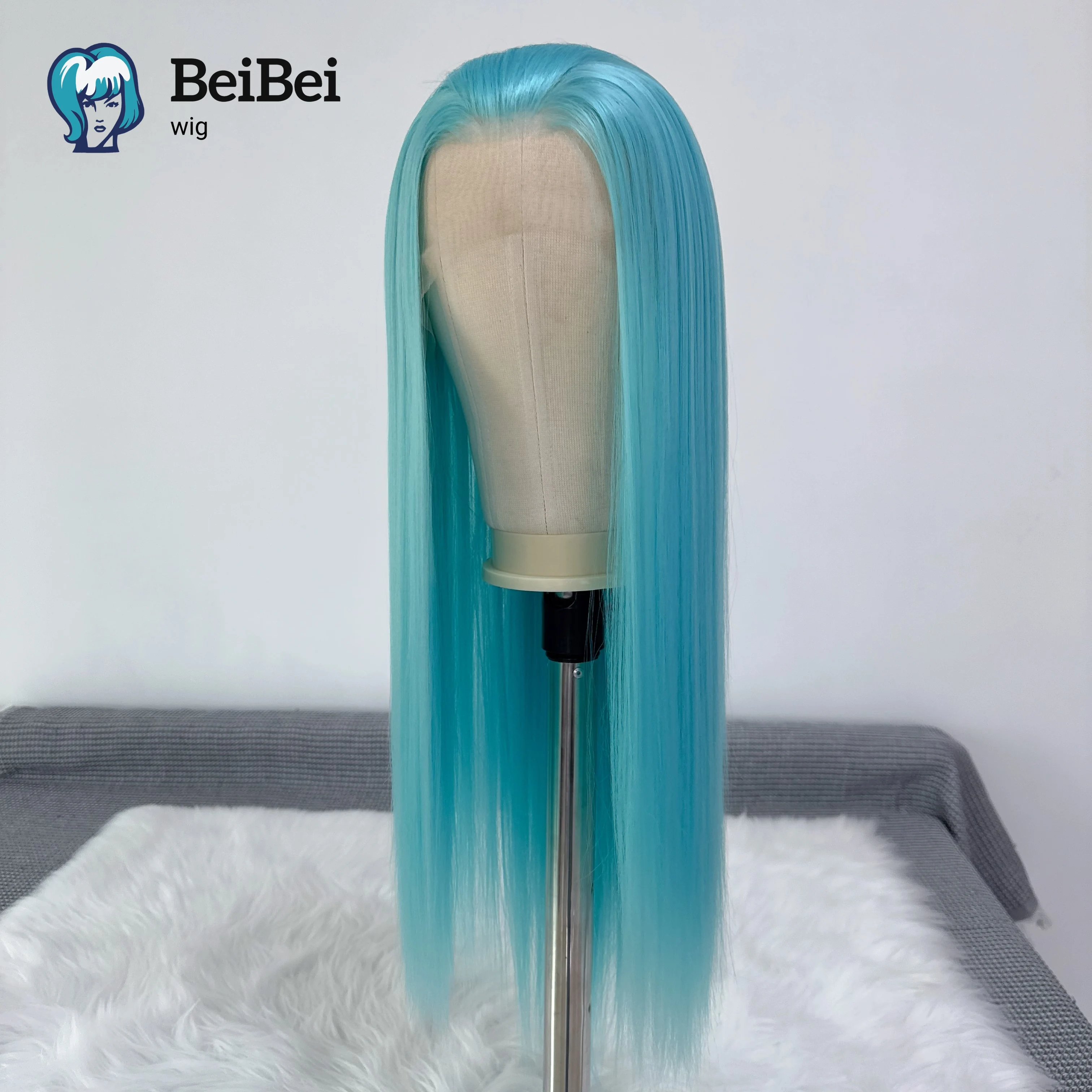 Mint Wig for Women Long 13*4 Straight Synthetic Lace Front Wig High Quality Light Blue Hair Wig Lace Front Wigs Cosplay Pelucas