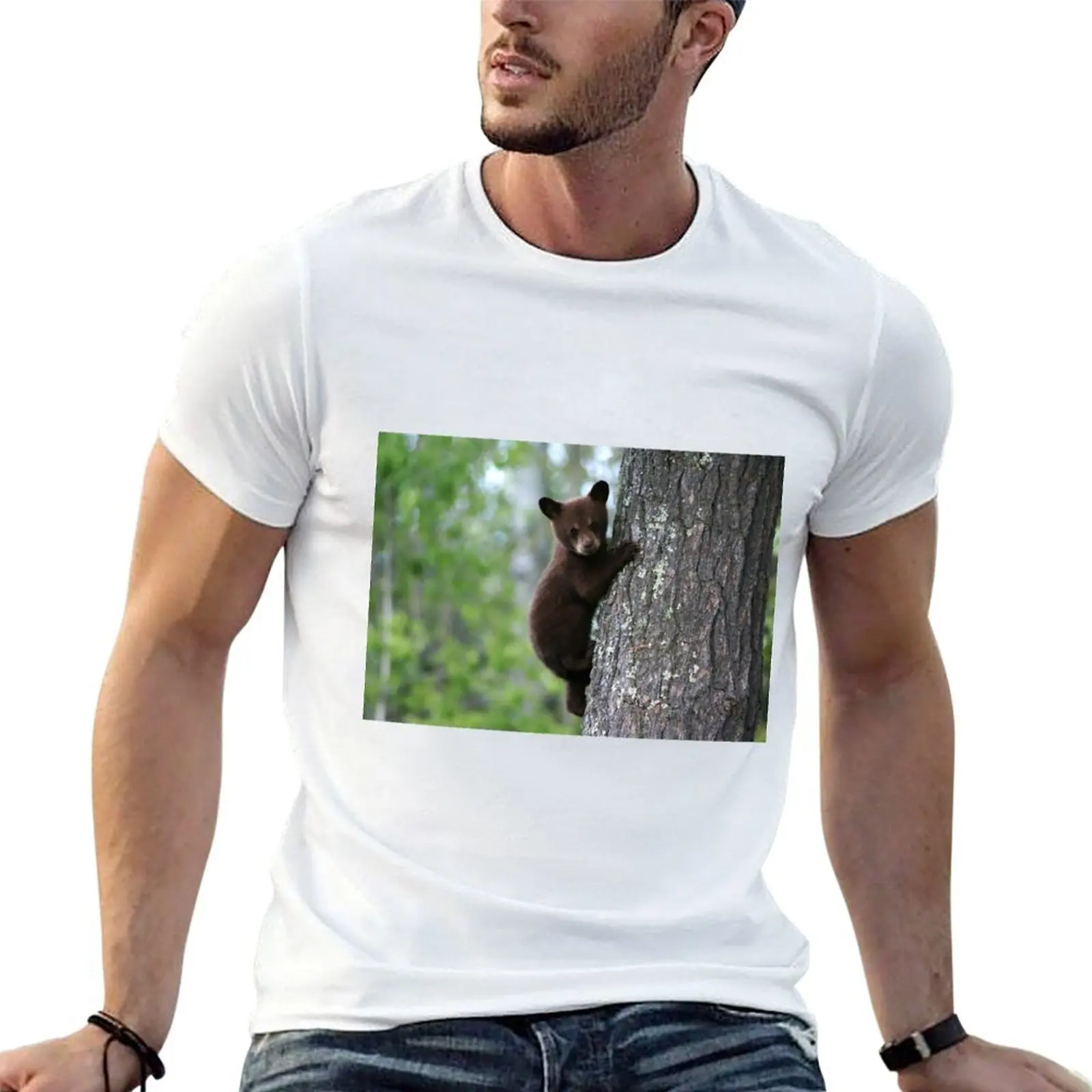 

Bear Cub Climbing a Tree T-Shirt man t shirts cotton t shirt man cotton man t shirts for men T-shirt