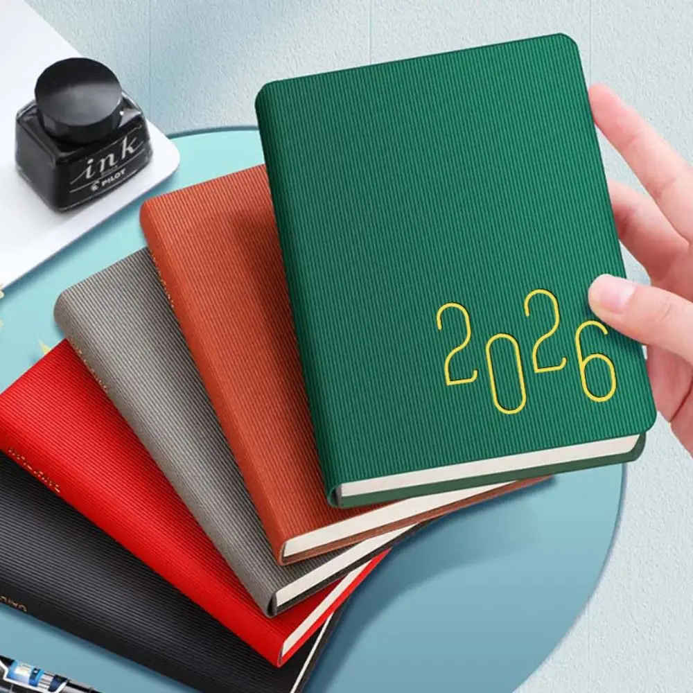 Calendar English 2026 Schedule Planner Notepad Pu Leather Small B6 Schedule Book Simple Thick Paper Office Work Planner Student