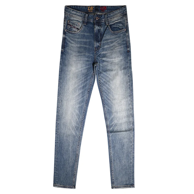 Street Fashion Men Jeans High Quality Elastic Slim Fit Retro Blue Ripped Jeans Men Trousers Vintage Designer Denim Pants Hombre