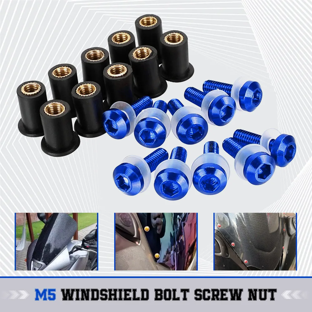

For SUZUKI GSXR125 GSX R125 2017 2018 20190 2020 2021 2022 2023 10PCS Windscreen Screws Bolts Windshield Rubber Nuts Accessories