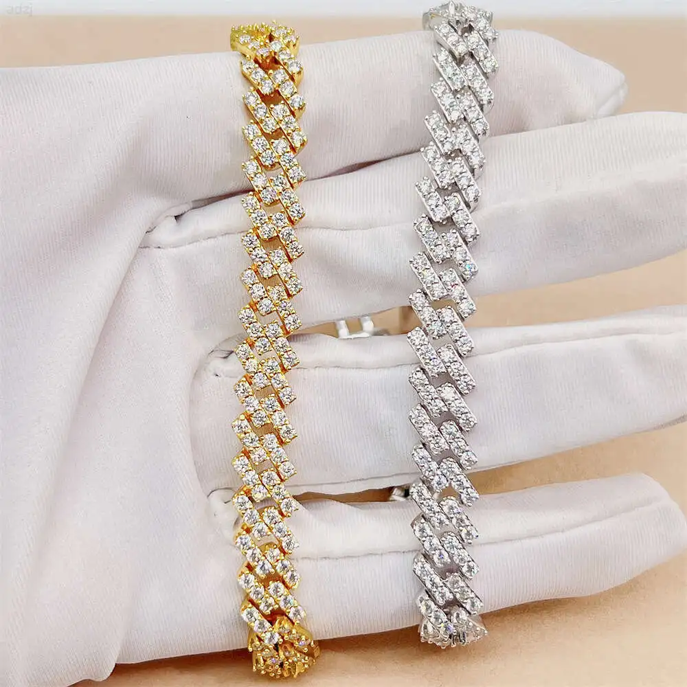 Factory Price Hip Hop 925 Silver Bling Iced Out Mens Jewelry Bracelet Necklace Moissanite Cuban Link Chain