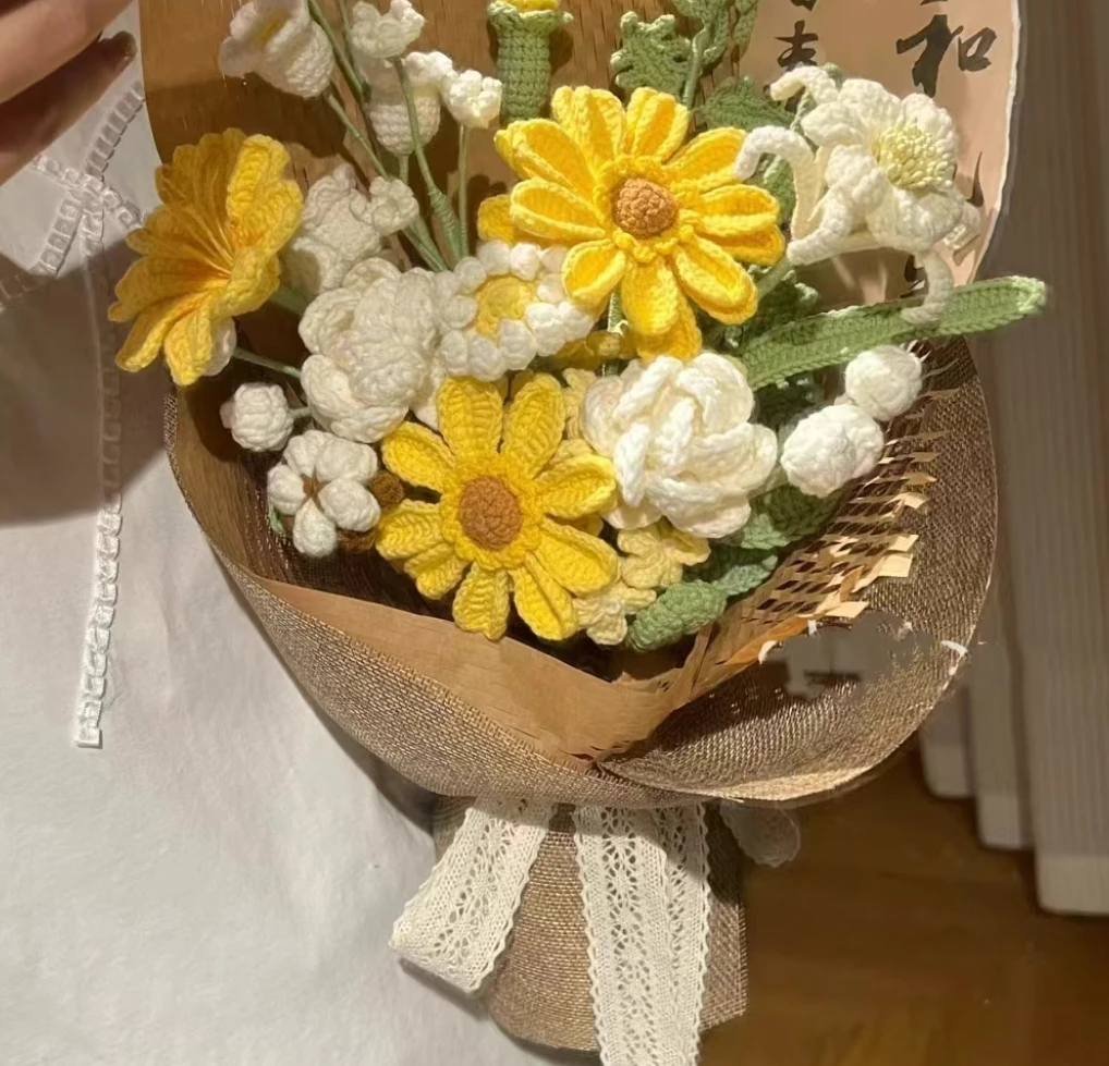 Teacher's Day hand-knitted DIY wool sunflower mix and match bouquet material package homemade finished product gift for teachers