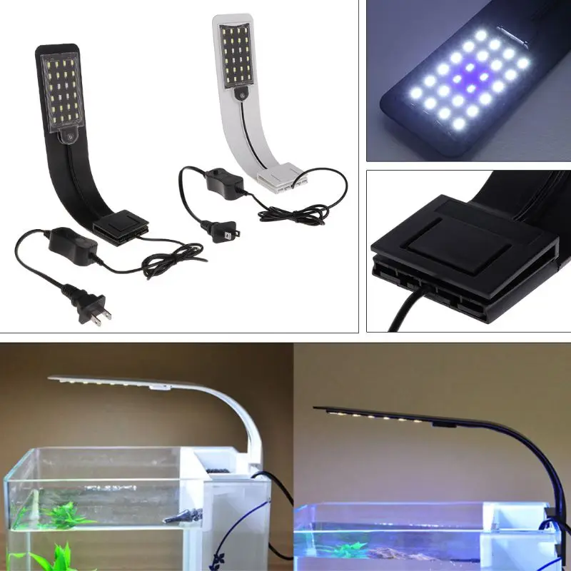 Fish for Tank Clip on Light Clamp Aquarium Lights 24 LED Beads Simulation for Natural Light 110V 10W Separate New