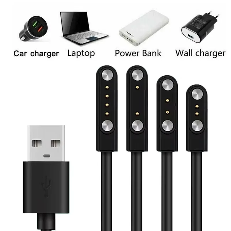 Universal Magnetic Smart Watch Charging Cable 2Pin / 4Pin USB Replacement Dock Charger Power Line For Smart Watches Accessories