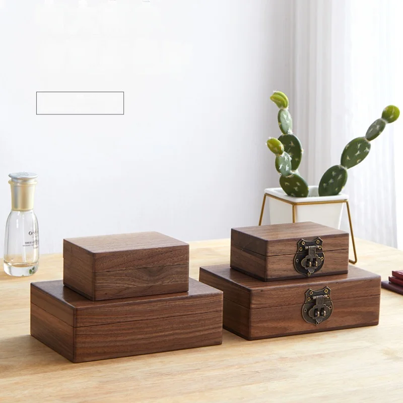 Versatile Organizer Box Black Walnut Solid Wood Multiple Specifications Cosmetic Storage Wedding Gift Box