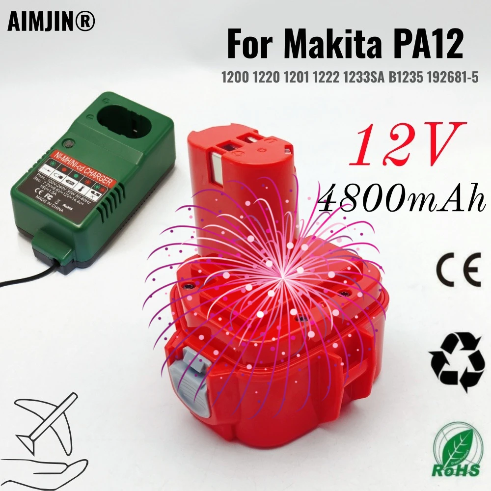 

Аккумулятор 12В 4800мАч для Makita PA12 Ni-Mh, совместимый с Makita 1200, 1220, 1201, 1222, 1233SA/B1235, 192681-5, для электроинструментов