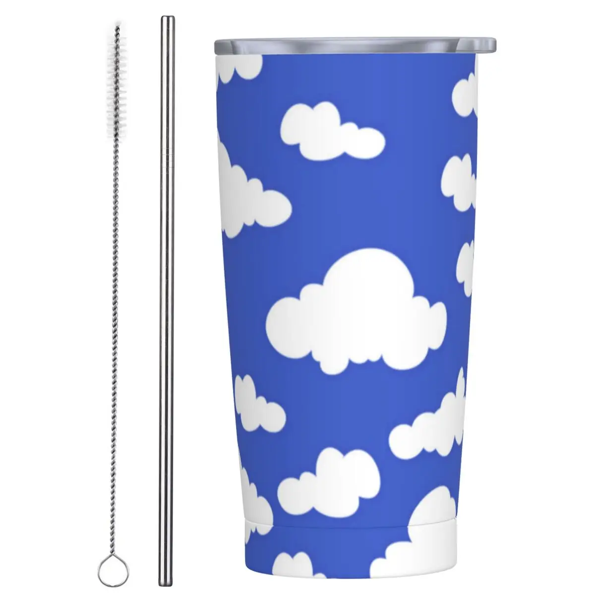 

Cartoon Cloud Stainless Steel Tumbler Cloudy Blue Sky Driving Car Mugs Large Thermal Cups Heat Hot Drinks Milk Tea Water Bottle