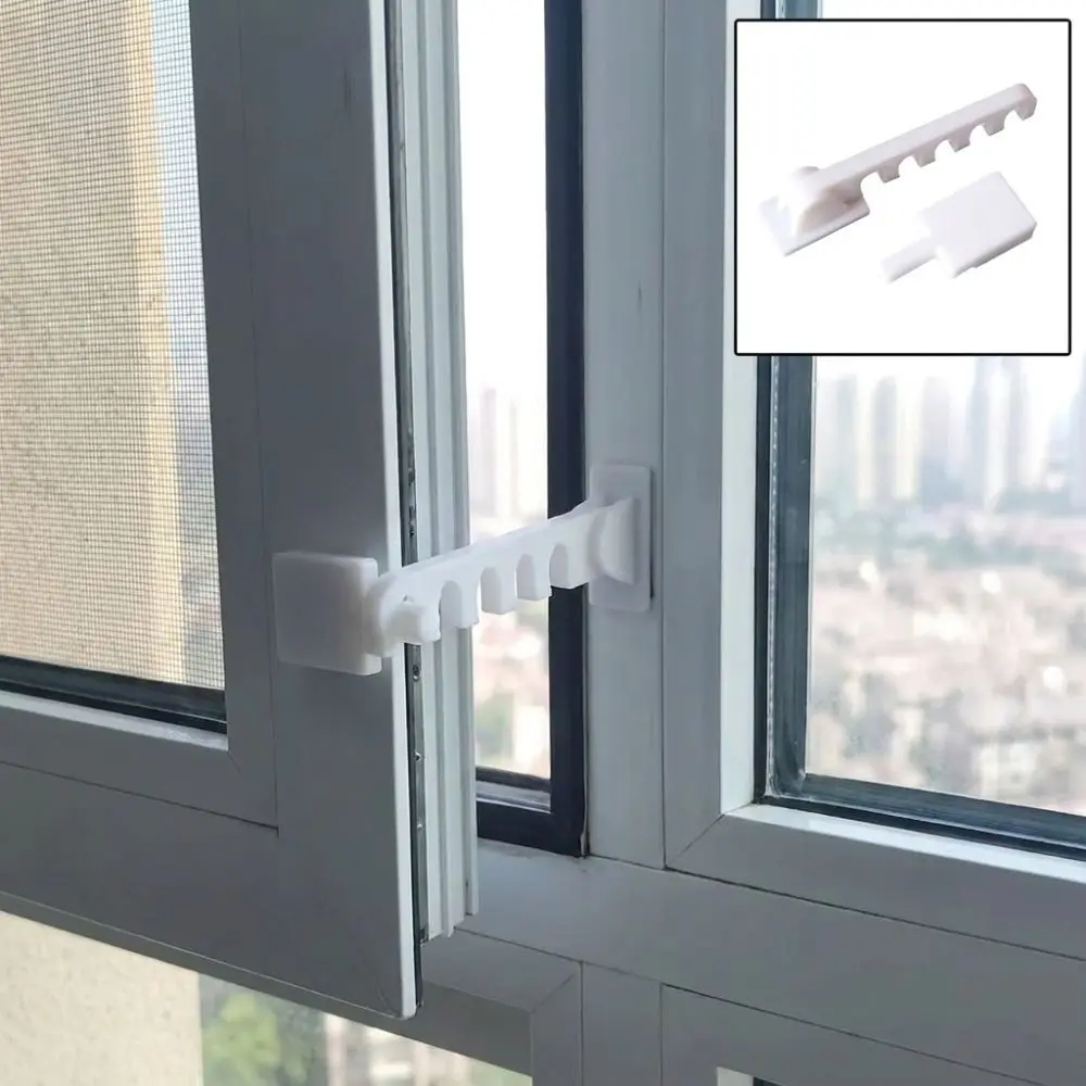 5 Gears Door Window Windproof Hooks 3D Printed Anti-Fall Window Opening Limiter Plastic No-Drill Window Restrictor Lock