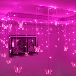 Rideau lumineux à LED papillon de 3.5m, guirlande de noël, guirlande de lumières féeriques pour les fêtes de mariage, la décoration de la maison et du nouvel an