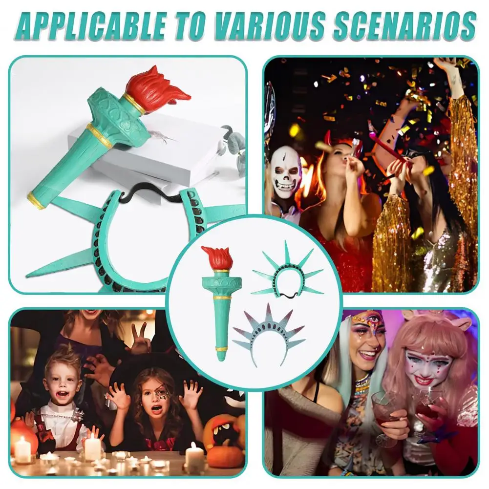 

Iconic Statue of Liberty Outfit Statue of Liberty Headband Torch Cosplay Set for Lady Liberty Costume 4th of July for Women