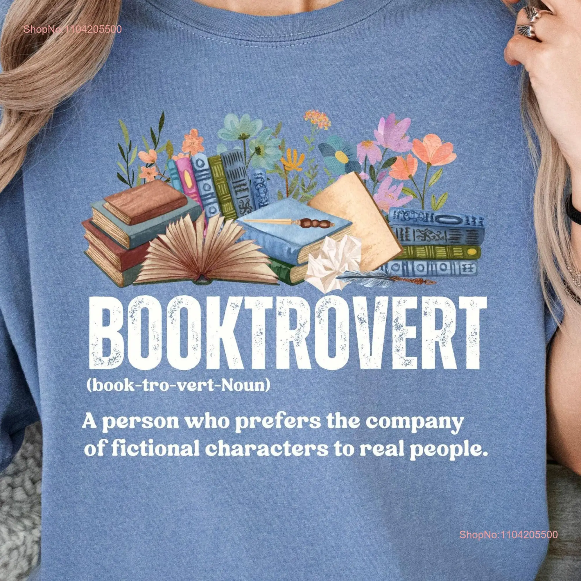 Comfort Colors Floral Booktrovert Definition T Shirt Book Lover Bookworm Librarian Bookish Teacher Reader