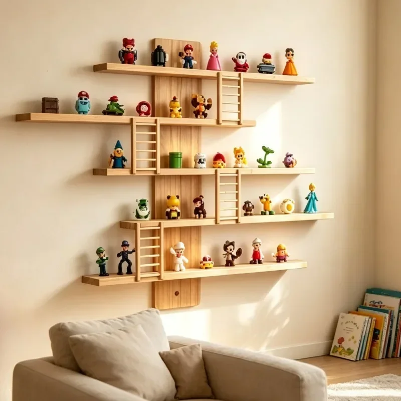 New Wooden Storage Holders Wall Shelf Spice Rack Display Holders Jewelry Organizer Shelves Figure Display Stand Tea Cup Dis