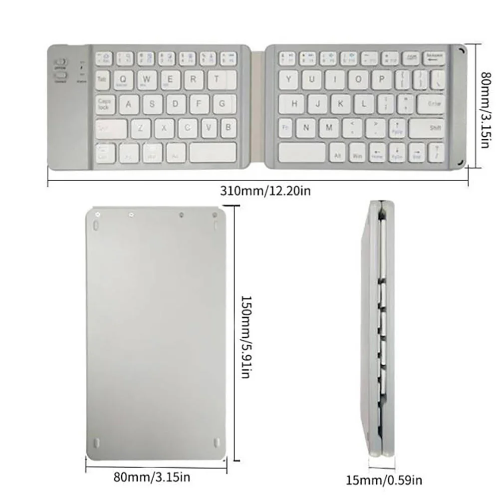 BOW Mini Wireless Bluetooth Mobile Phone Keyboard Rechargeable Foldable Keyboard Folding Bluetooth Keyboard For Android IOS