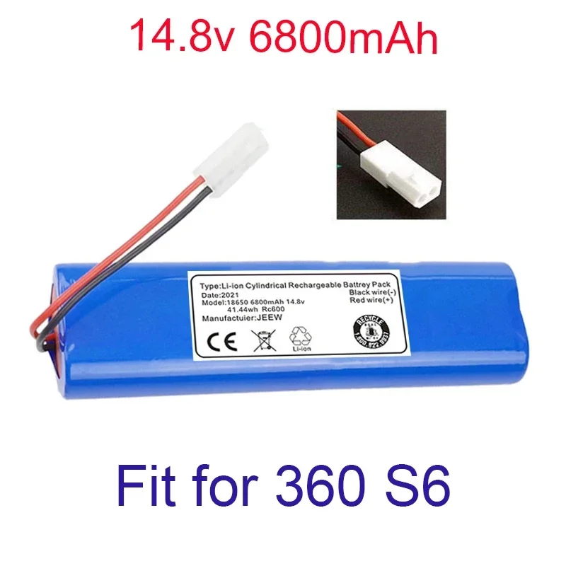 6800mAh Original 14.8V Battery Pack for Qihoo 360 S6 Robotic Vacuum Cleaner Spare Parts Accessories Replacement Batteries