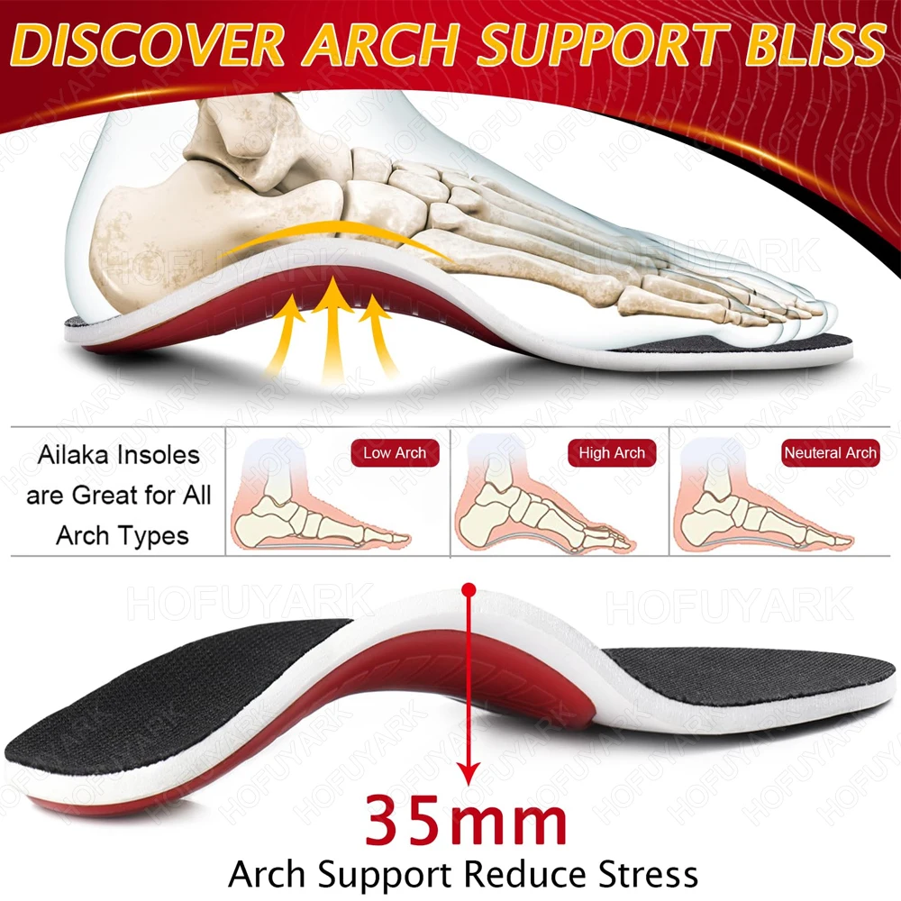 Orthotic Insole Men High Arch Support Flatfoot Orthopedic Insoles For Feet Ease Pressure Plantar Fasciitis Pain Relief Shoe Sole