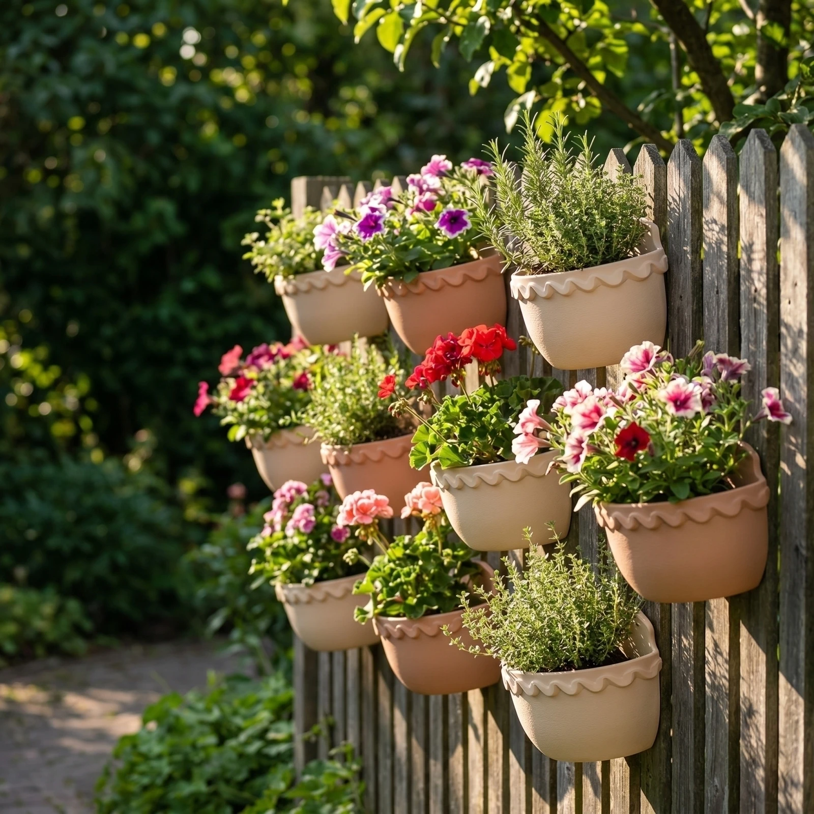 New Lace-patterned Planters Plastic Flower Pot Hanging Vegetable-growing Planter Home Garden Decorative Flowerpot