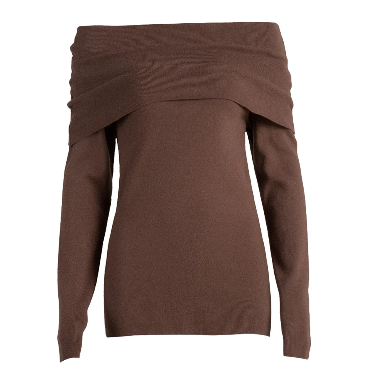 Sweater Women's Fall/Winter 2025 Long Sleeve Knitted Base Layer Shirt Sexy Slim Off-the-Shoulder Top