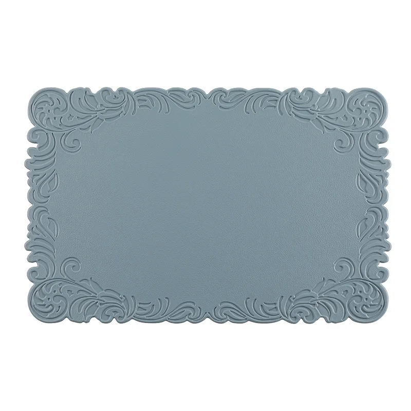 Embossed Lace PU Leather Placemat Home Restaurant Oil Resistant Heat-resistant Coffee Tea Dining Table Decorative Mat Coaster