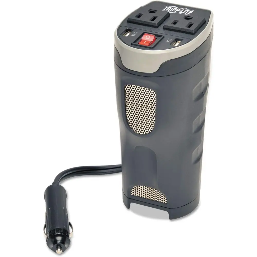 

Автомобильный инвертор мощностью 200 Вт с 2 розетками и 2 USB-портами для зарядки, дизайн с креплением в подстаканник
