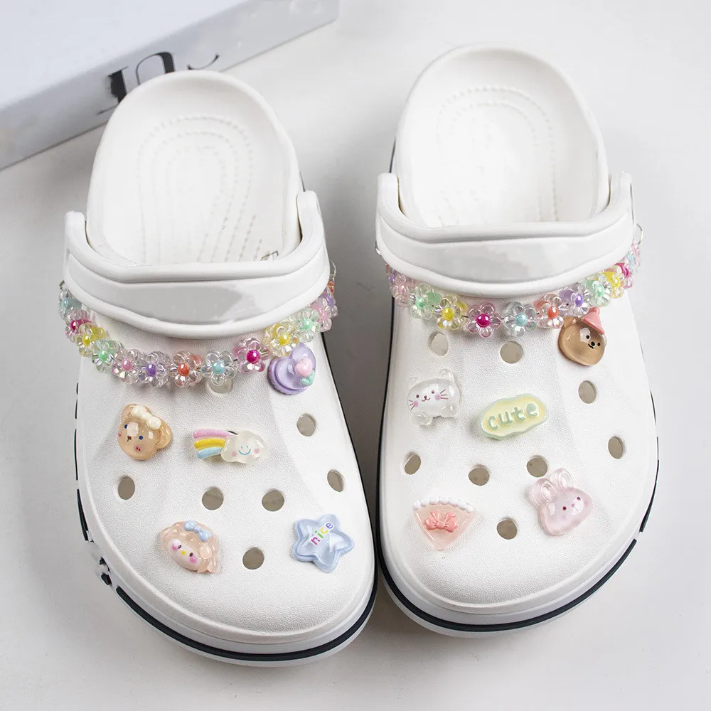 Cute Cartoon Little Girl Hole Shoe Charms Decorations Transparent Small Animals Shoes Buckle DIY 3D Hole Shoe Accessories