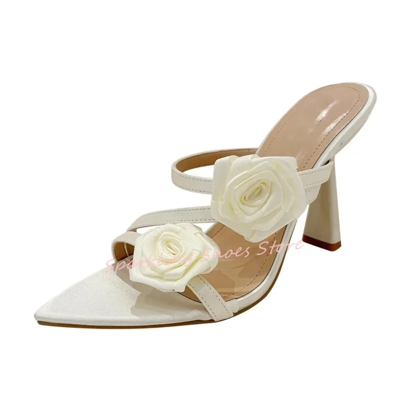 

Rose Strap Narrow Band Women Slingback Pumps Sexy Pointed Toe High Heel Slip-on Sandals Wedding Dress Shoes Ladies Gladiator