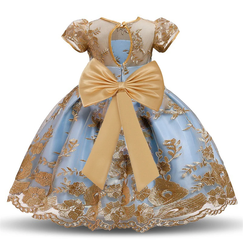 Elegante Blumenstickerei Partykleider für Mädchen Sommer Geburtstag Hochzeit Prinzessin Abendkleid Mädchen Schleife Brautjungfern Ballkleider
