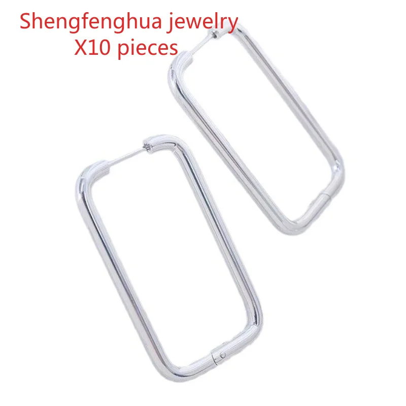 Free shipping 10pcs  Free shipping personalized fashion stainless steel 3.0 exaggerated large rectangular earrings Amazon Premiu