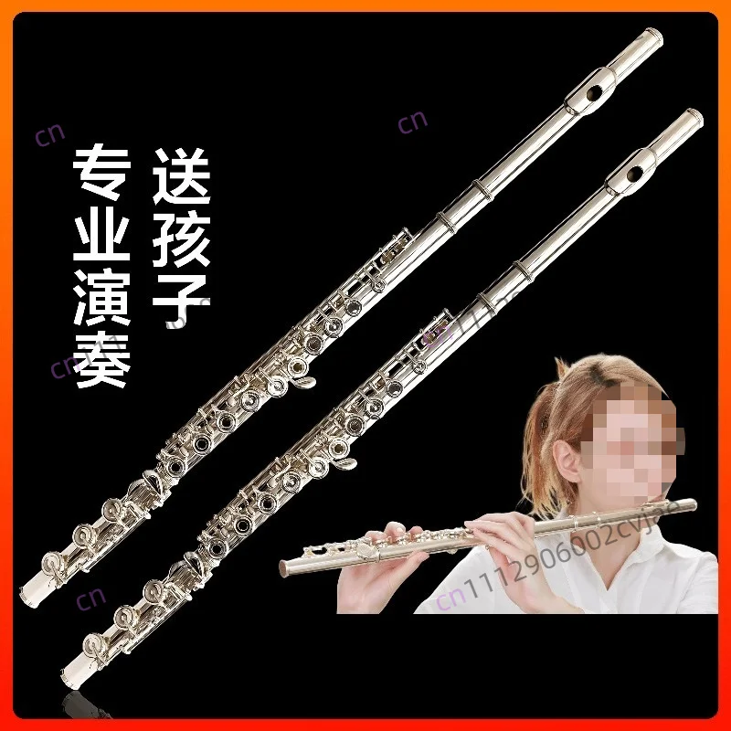Flute Musical Instrument 16/17 Open Closed-cell Silver-plated Key E in the key of C