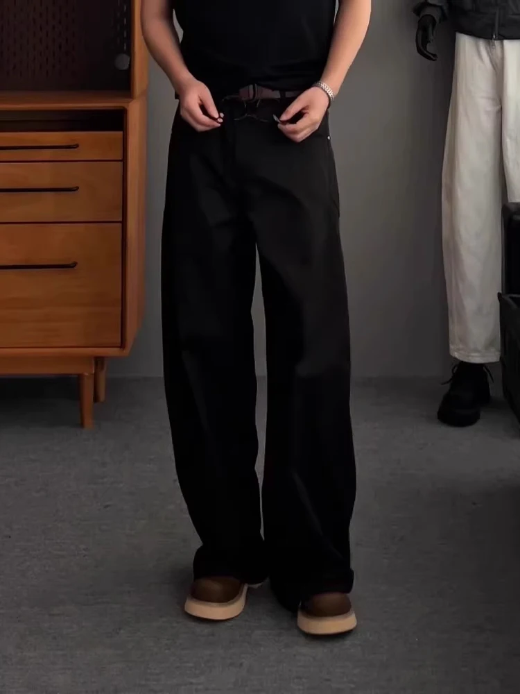 Pantaloni bianchi a gamba larga sottili autunnali da uomo Qui Dry Slim Fit Pantaloni da lavoro retrò americani Taglio dritto con cerniera a vita media