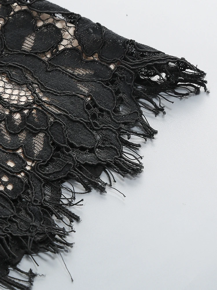 Sexy Spaghetti Strap V Neck Lace Long Dress Women Black Floral Lace Sleeveless Bodycon Dresses Elegant Evening Celebrity Party