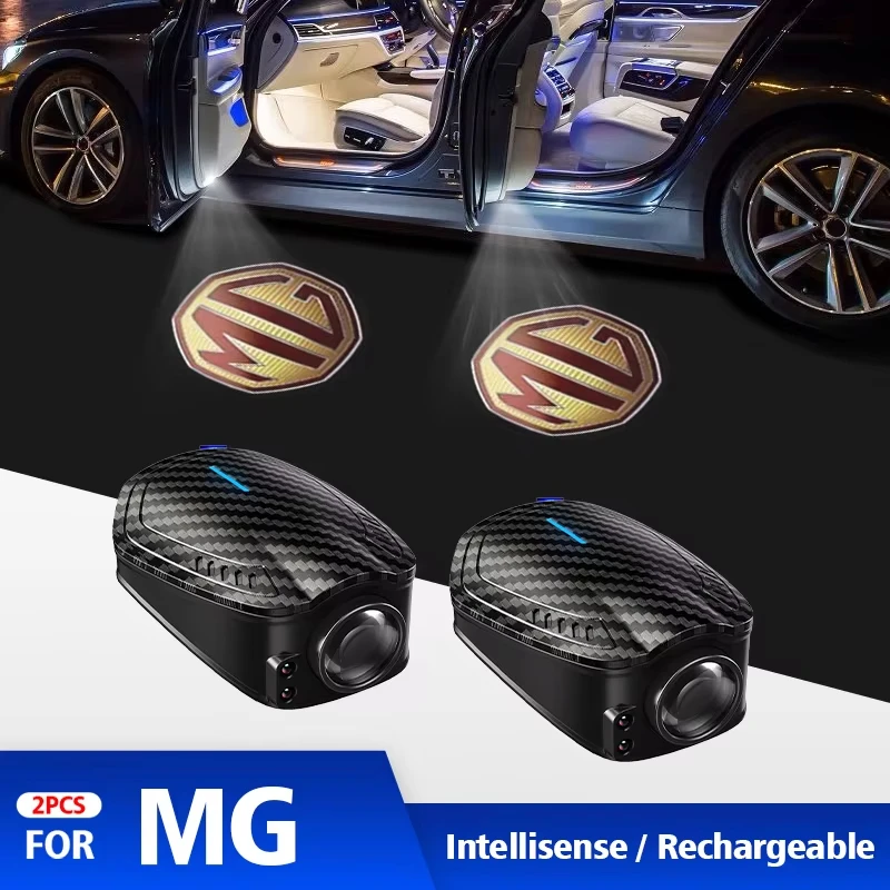 2Pcs USB Rechargeable Logo Car Door HD LED Projector Courtesy Welcome Lamps For MG ZR ZS HS GS GT EZS MG3 MG5