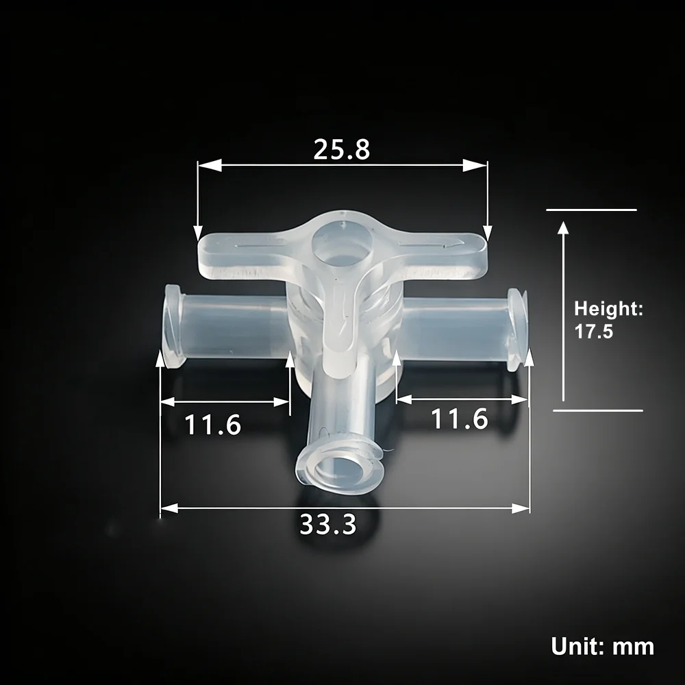 10PCS PP Three-Way Female Stopcock Valve Lab Chemical Reagent Three-Way Tap Valve for Scientific Experiments