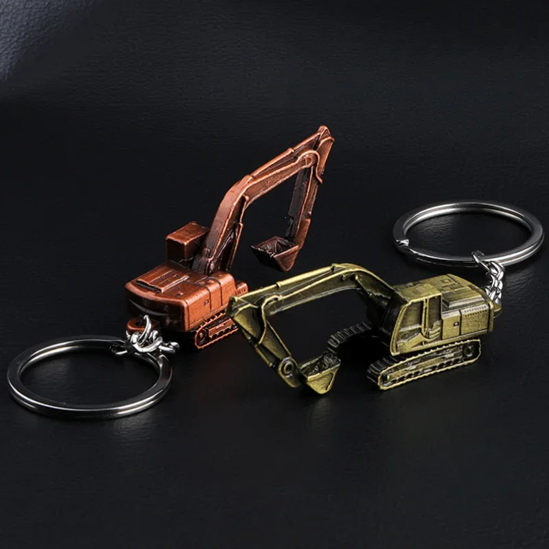 Creative Alloy 3D Three-dimensional Excavator Keychain Pendant Accessory