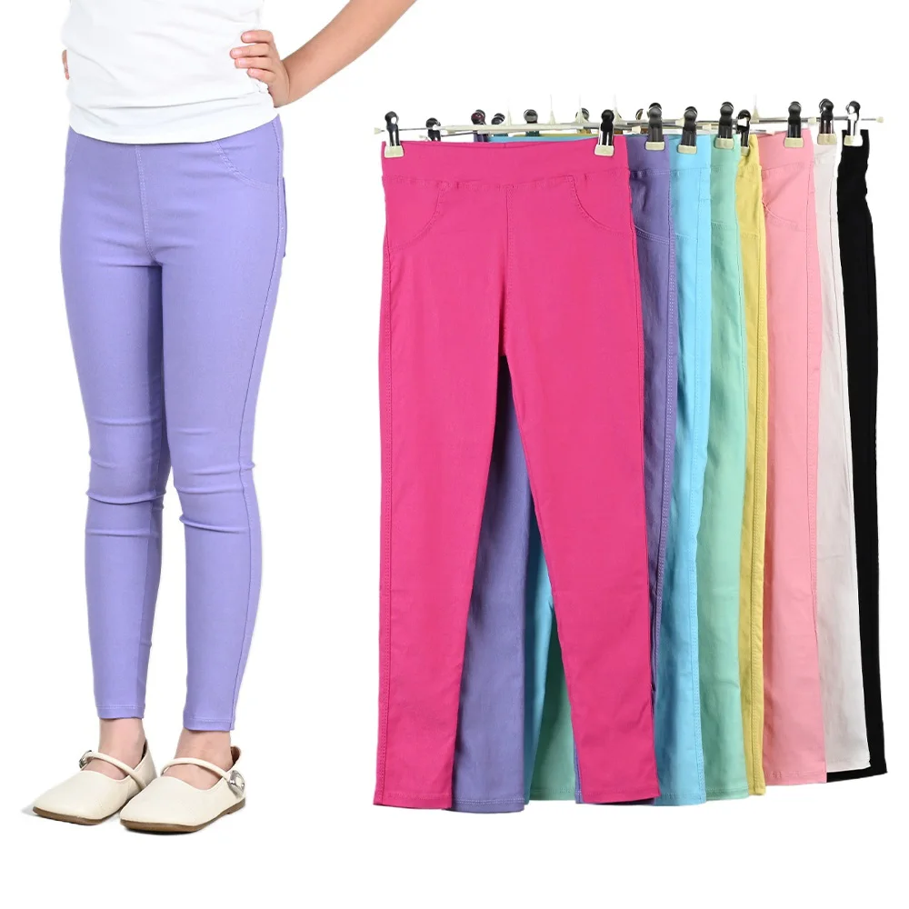 Spring  Autumn Girl Pencil Pants Thin Baby Legging Slim Fit Imitation Jeans Trousers Children's Pants Candy Elastic Pencil Pants