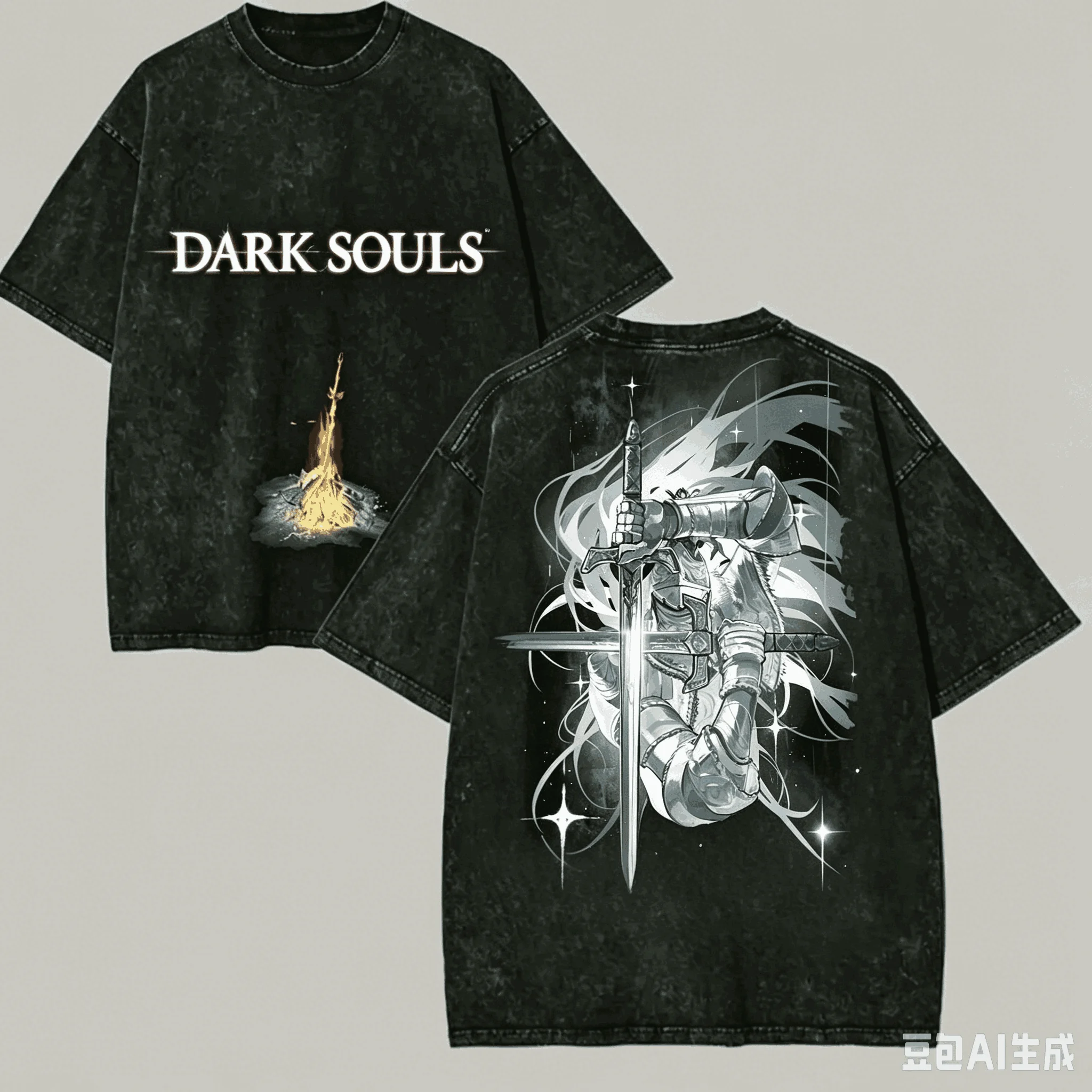 2026 Dark Souls Washed T shirt Anime Lover Harajuku New Model Oversized Vintage Loose Unisex personality Clothes Couples high view 2