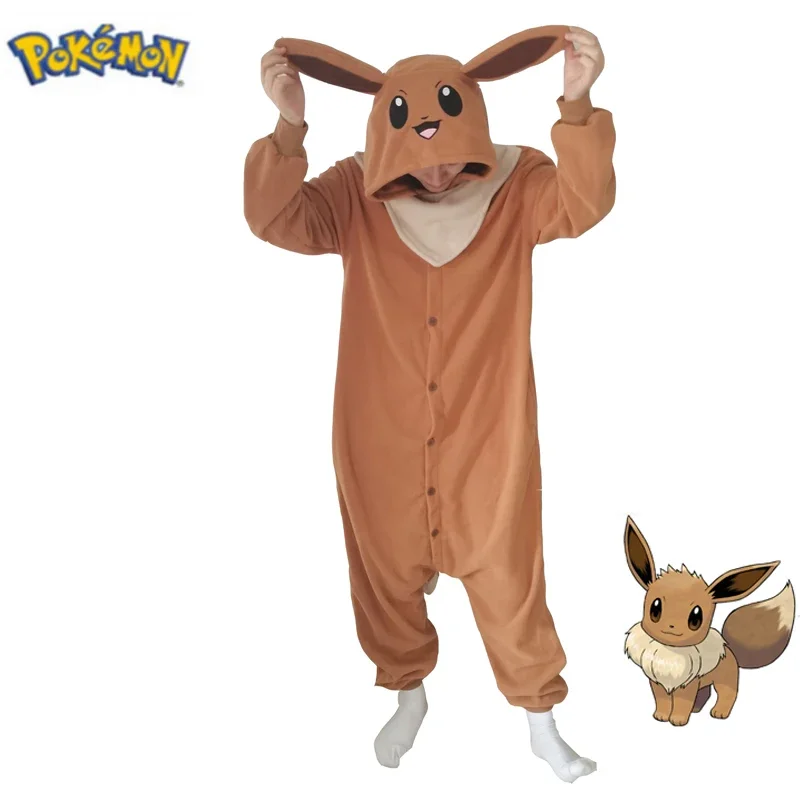 Eevee Costume Pajamas Pikachu Cosplay Onesie New Year Gift Christmas Women Men Whole One-Piece Kigurumi Anime Full Body Pijama