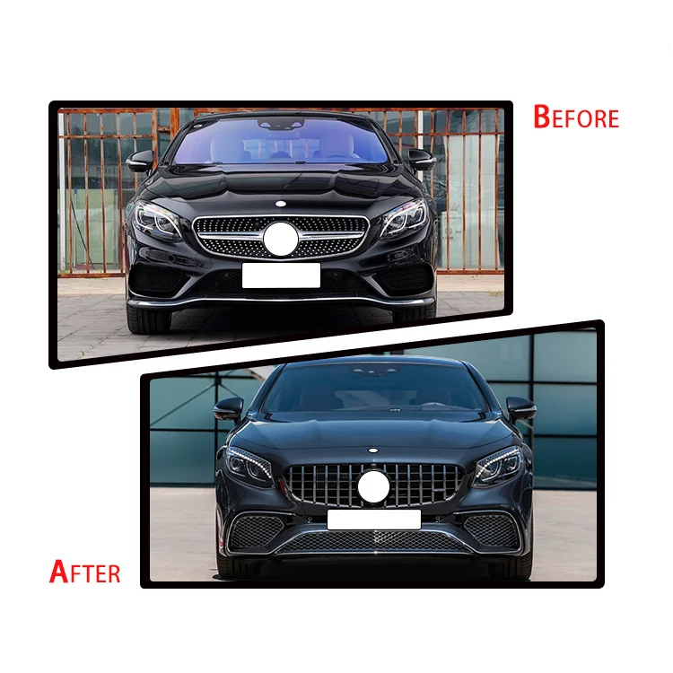 Use for Benz W217 2013-2020 Upgrade to S65 Body Kit Front Bumper Grille Front Lip Rear Bumper Diffuser