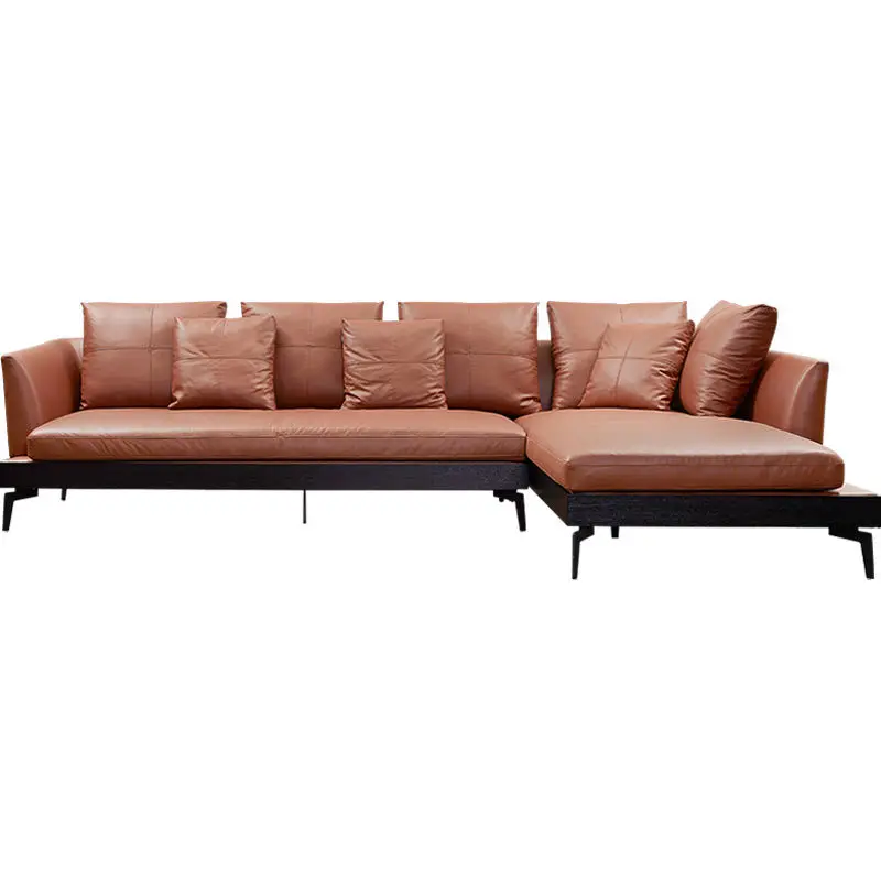 

Italian minimalist leather sofa light luxury nappa first layer cowhide living room corner combination small apartment