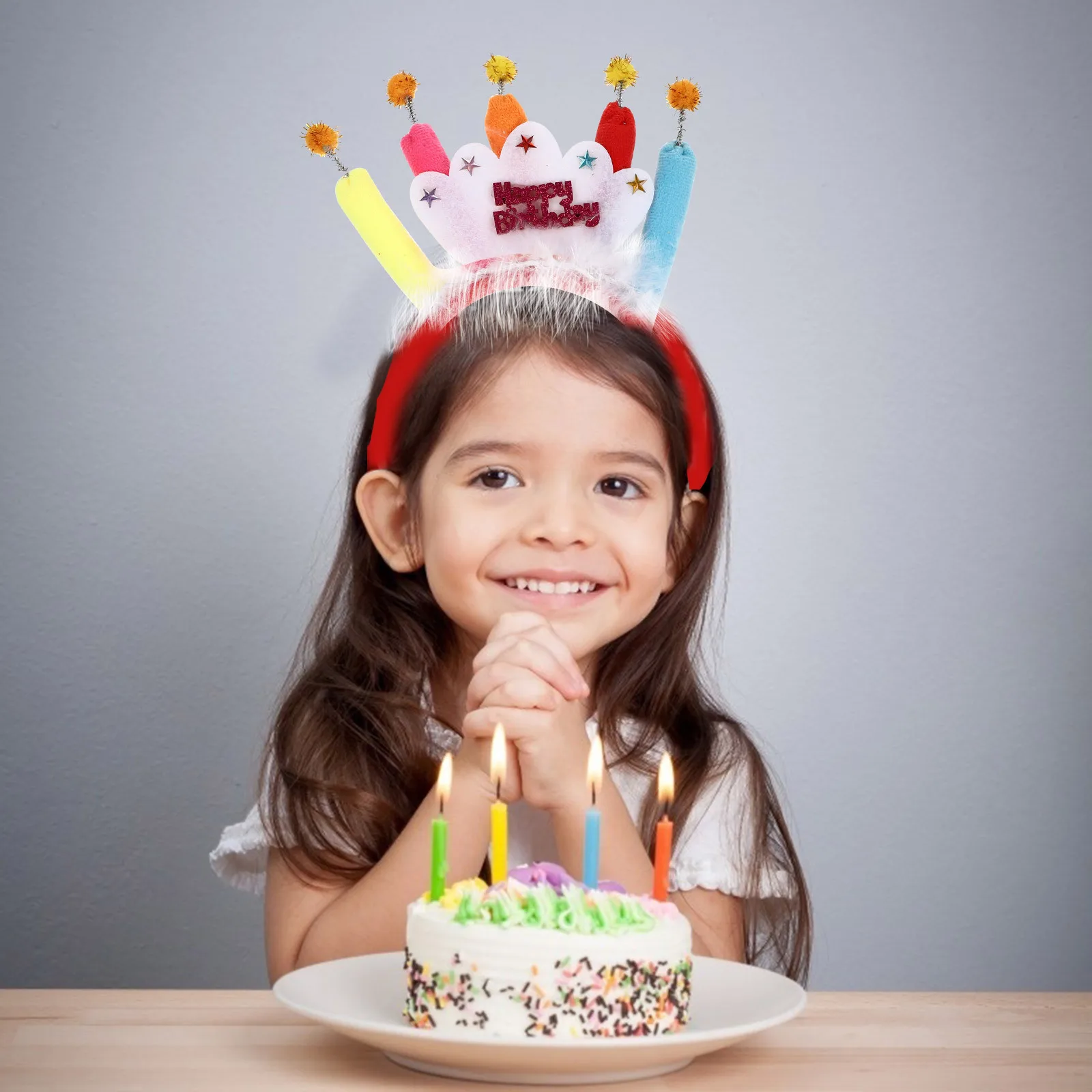 

3Pcs Birthday Cake Headbands Durable Children Party Hair Decor Lovely Kids Photo Prop Cake Shaped Headband