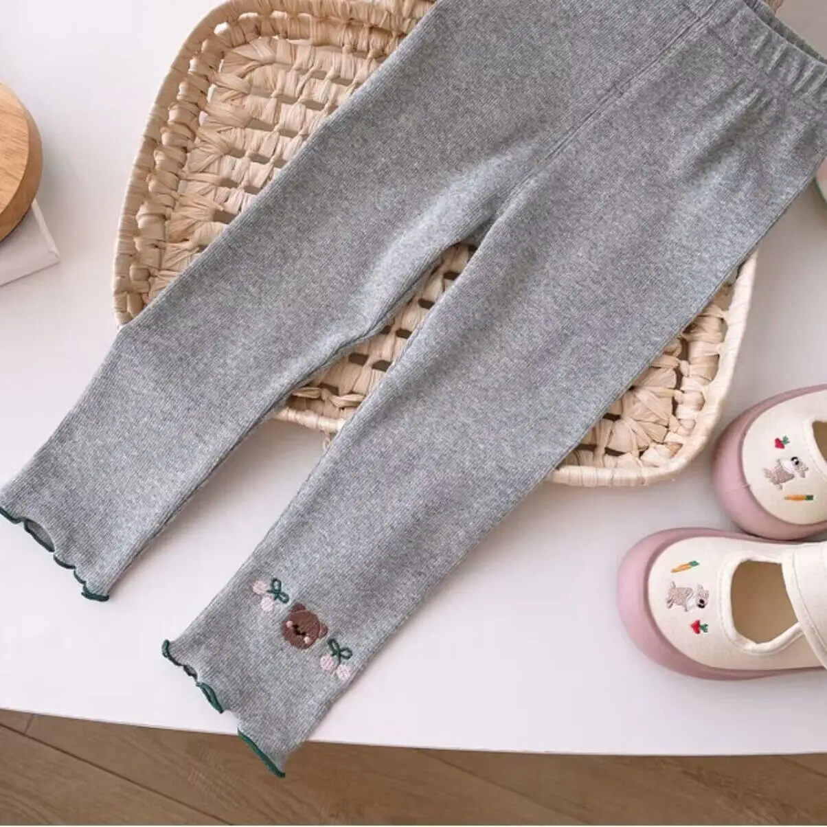 1pcs Girl Spring Summer Cartoon Leggings Children Thin Sweatpant Child Casual Pants Kid Autumn Toddler Skinny Cropped Trouser