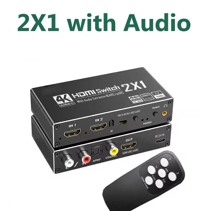HDMI Switch 4K with Audio 4K 60Hz HDMI 2.0 Switch 5 in 1 out HDMI