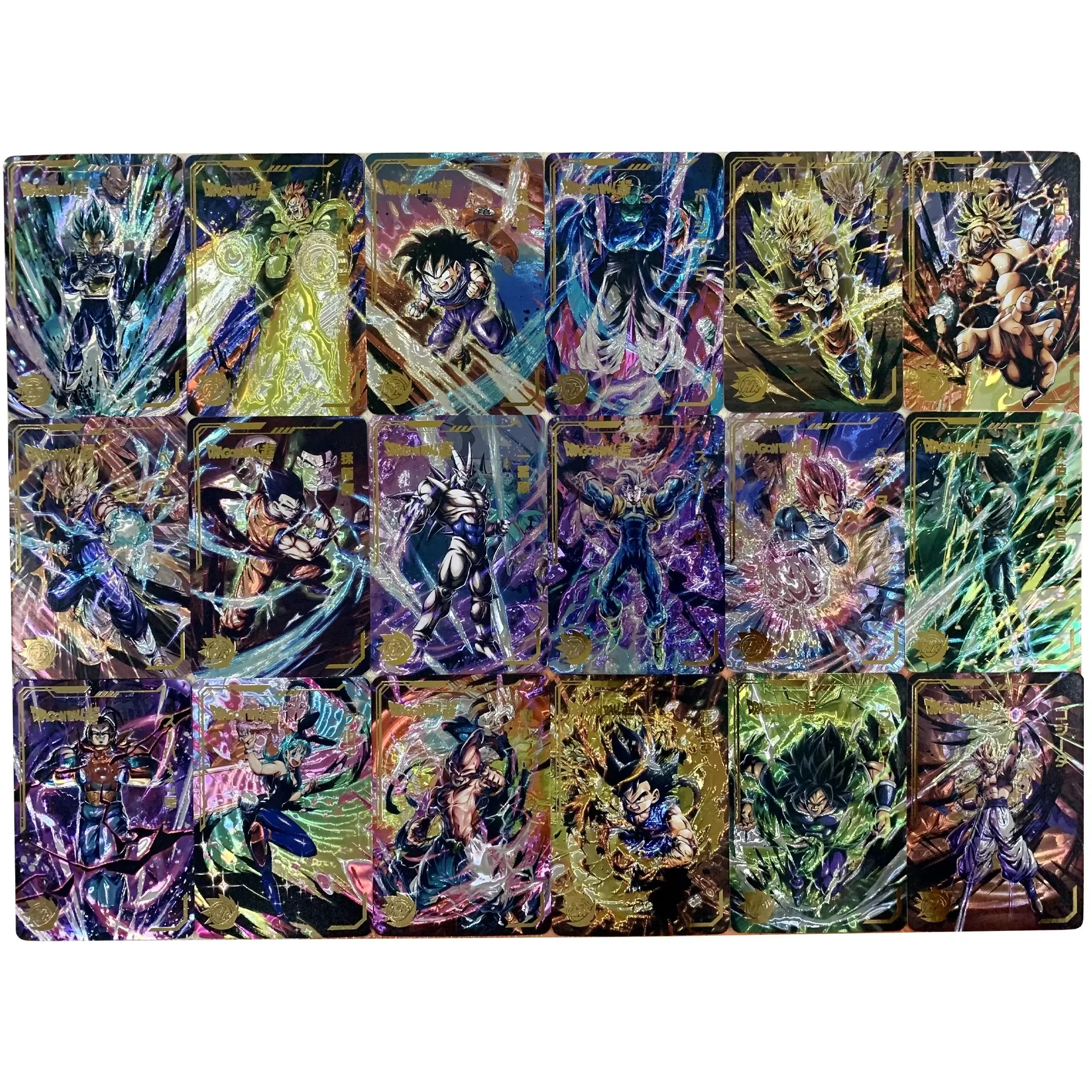54 قطعة/المجموعة لعبة دراغون بول سوبر سايان جوكو فيغيتا جوهان ليزر الذهب الساخن فلاش بطاقة لعبة كلاسيكية أنيمي جمع بطاقات لتقوم بها بنفسك دمى هدايا