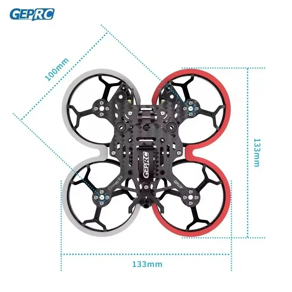 Kit de estrutura de fibra de carbono GEPRC-GEP-CL20 CineLog 20, distância entre eixos de 2 ", 100 mm com proteção de hélice para drones quadricópteros de cena interna