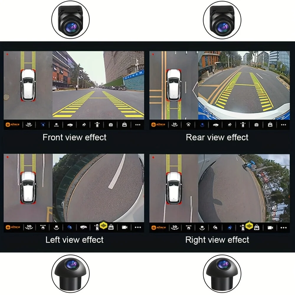 AHD 360-Degree Panoramic Camera,Front+Rear+Left+Right Surround View,Compatible with Android Radios for Vehicle Use.