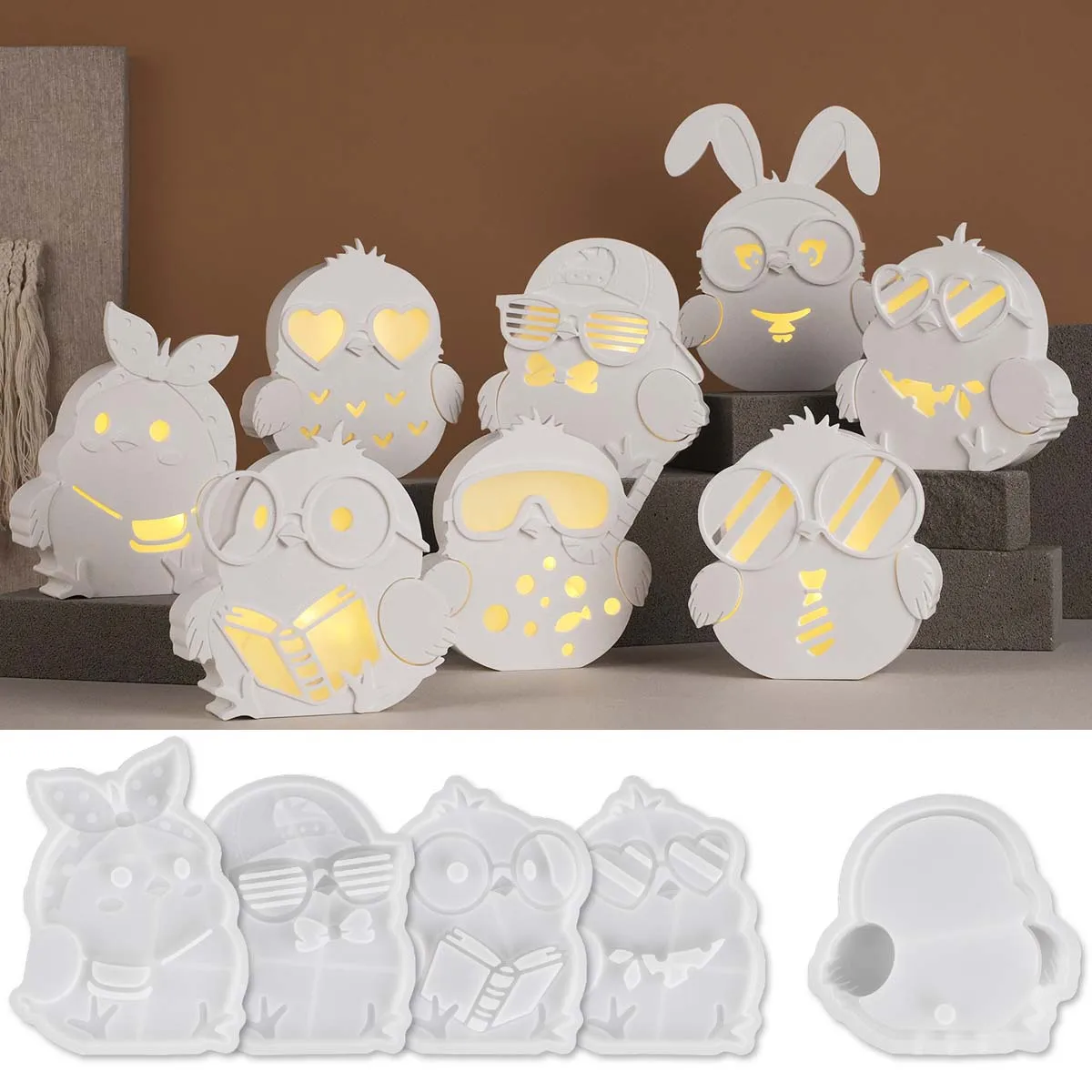 Tier Geschenkbox Spiegel Silikonform DIY Hohl Küken Vogel Lampe Silhouette Handwerk Herstellung Gips Harz Gussformen Home Decor