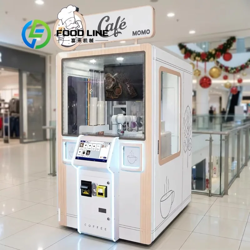 Commercial 6-Axis Robot Coffee Vending Machine Fully Automatic Touchscreen 9 Coffee Types Fresh Bean to Cup Self Service