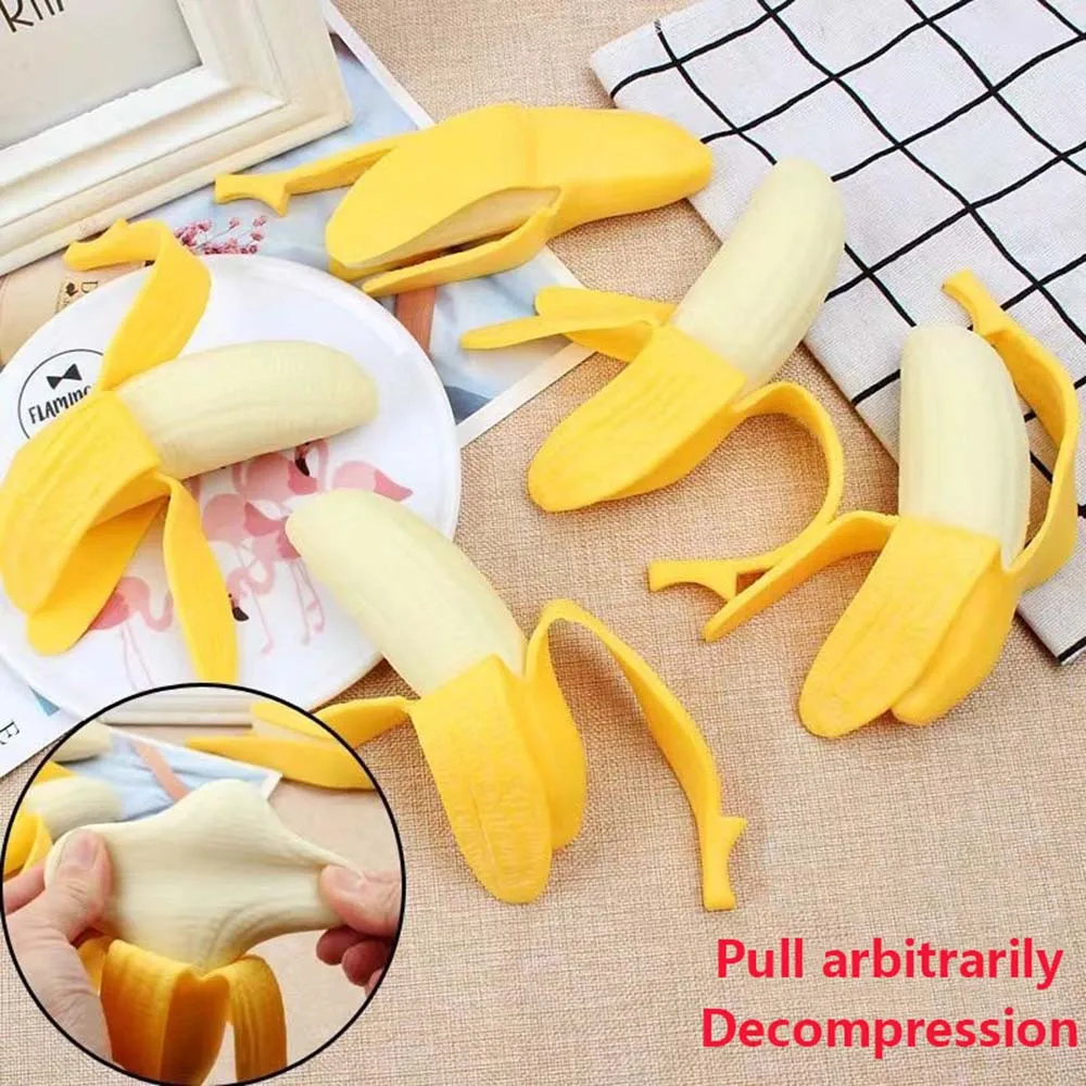 Niedliche Frucht-Squishy-Stressbälle, sensorisches Fidget-Spielzeug, Quetsch-Stressabbau-Handspielzeug, Anti-Angst-Banane, dehnbar, langsam aufsteigend